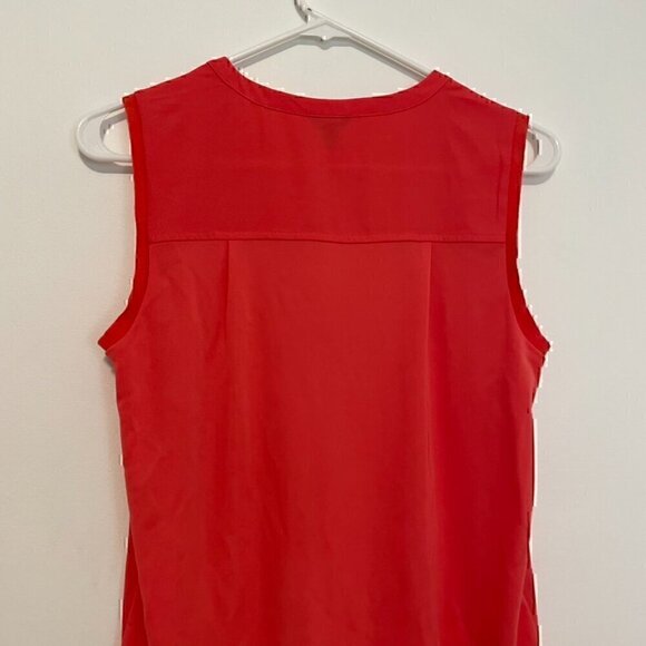 ANN TAYLOR Matte Jersey Shell Coral Split Neck Mixed Media Sleeveless Tank Top S - Picture 11 of 14